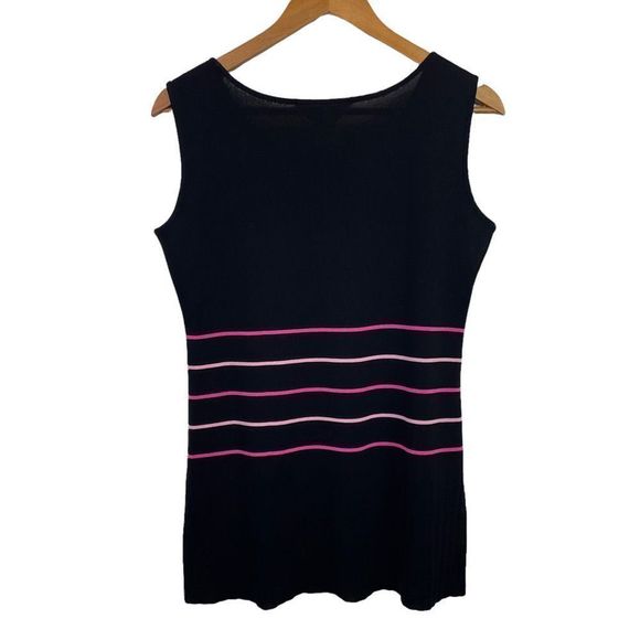 Exclusively Misook Black Pink Striped Shell Tank Top Women’s Size Small - Picture 3 of 6